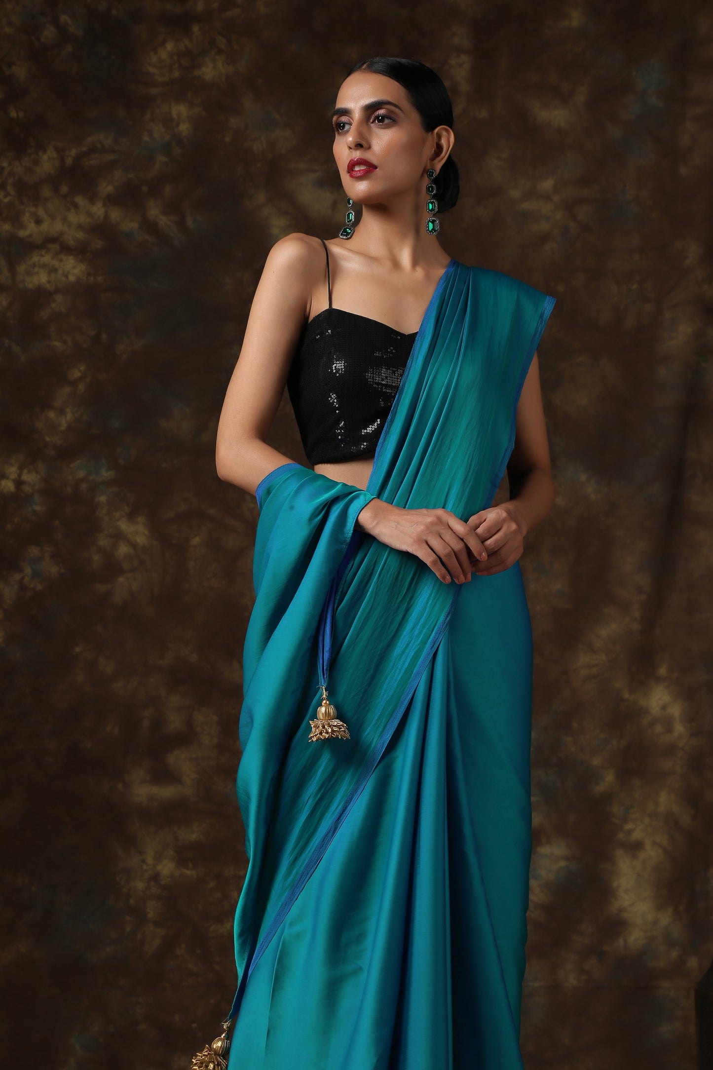 Dhiyona ST Frosted Sapphire Satin Saree