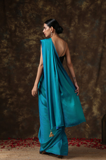 Dhiyona ST Frosted Sapphire Satin Saree
