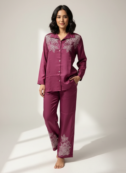 Kuhu Mulberry Embroidered Co-ord Set