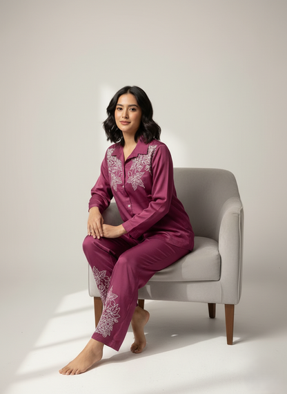 Kuhu Mulberry Embroidered Co-ord Set
