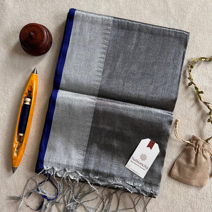 Dhiyona SS Sutisancha Gray Handloom Cotton Tissue Saree