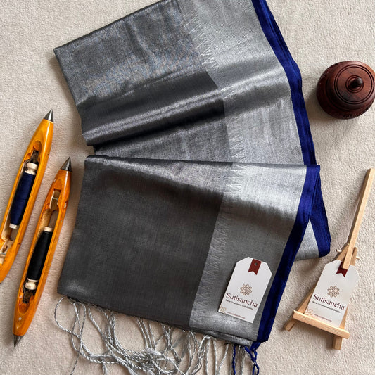 Dhiyona SS Sutisancha Gray Handloom Cotton Tissue Saree
