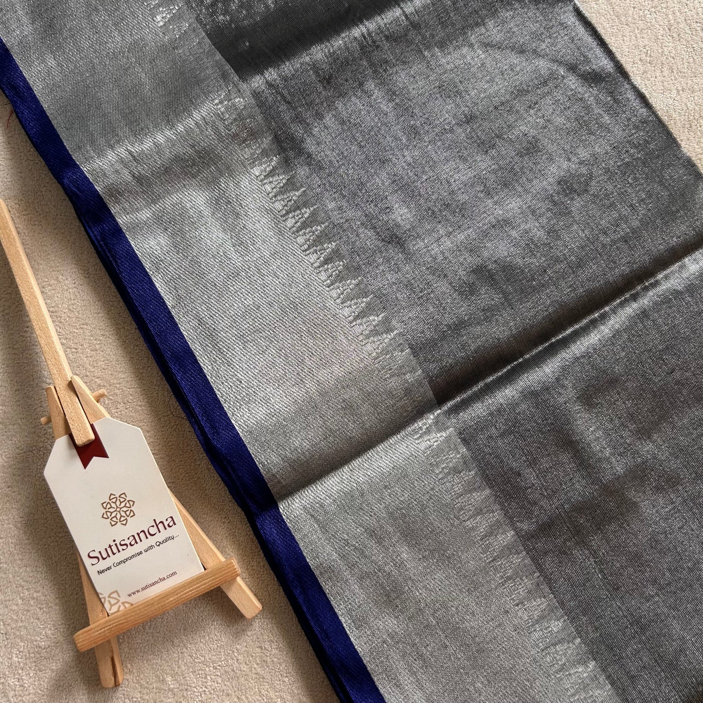 Dhiyona SS Sutisancha Gray Handloom Cotton Tissue Saree