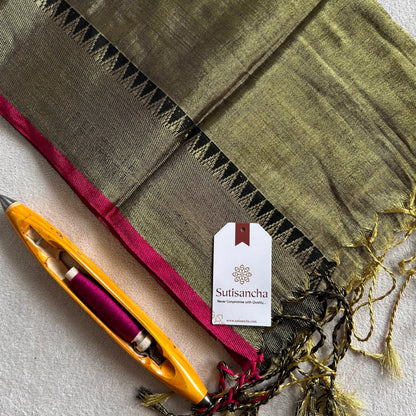 Dhiyona SS Sutisancha Mehndi Handloom Cotton Tissue Saree