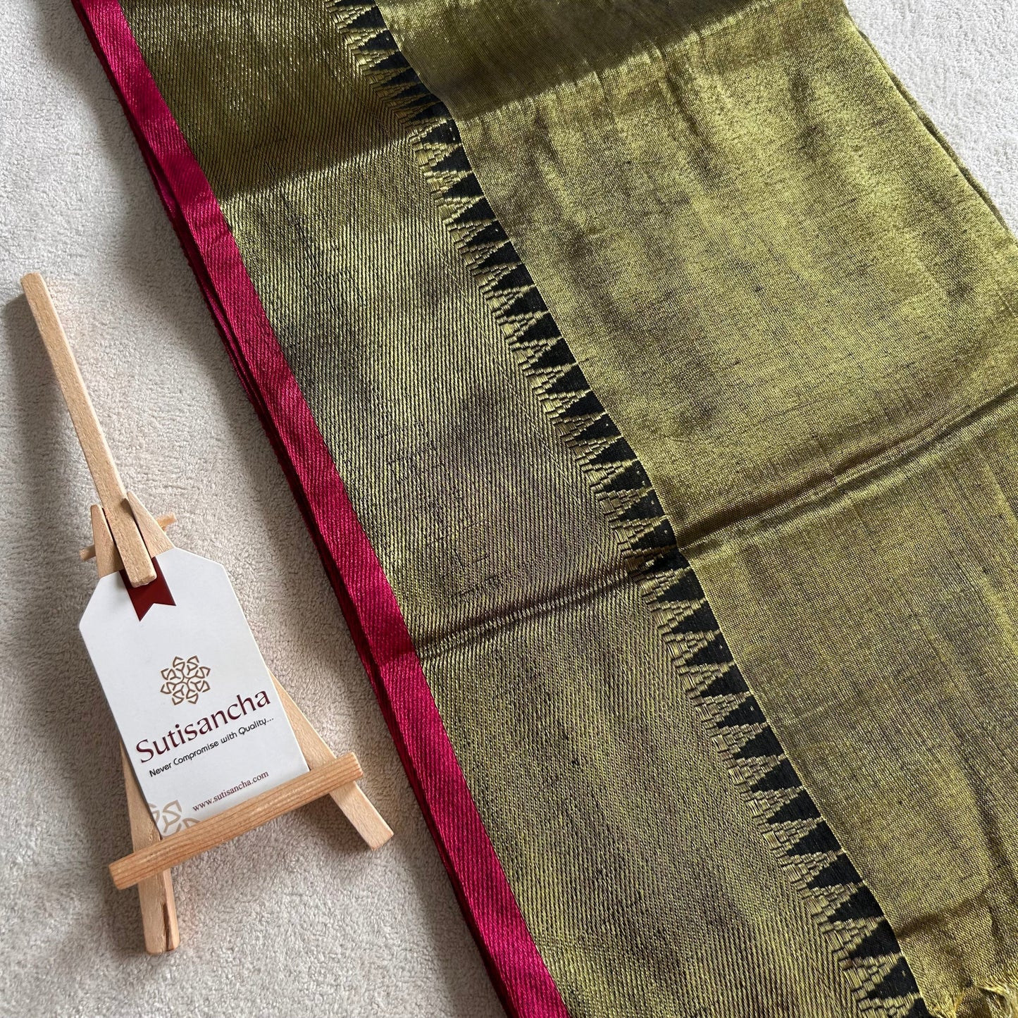 Dhiyona SS Sutisancha Mehndi Handloom Cotton Tissue Saree