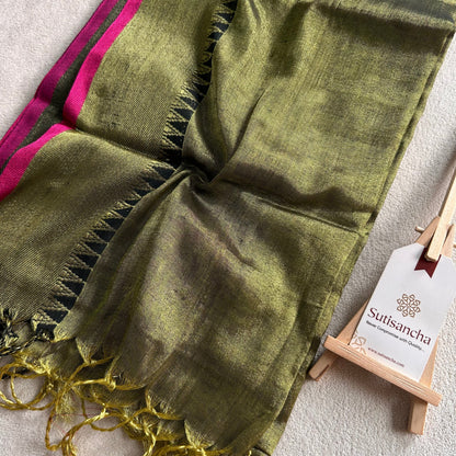 Dhiyona SS Sutisancha Mehndi Handloom Cotton Tissue Saree