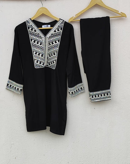 Leena Charcoal Embroidery Co-ord Set