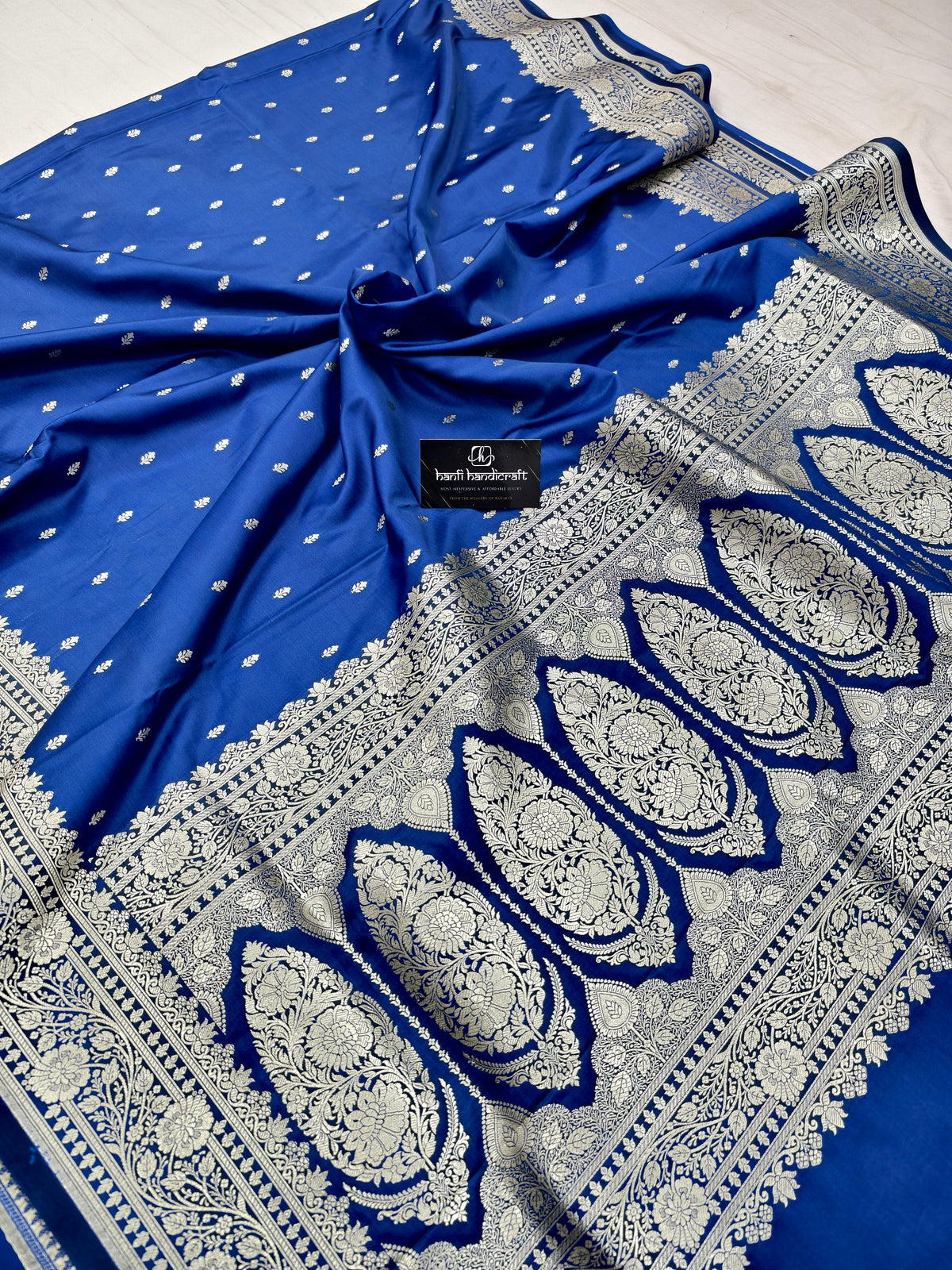 Dhiyona HH Royal blue Aesthetic Banarasi Mashru Silk Soft Saree | Chunri Buti Saree