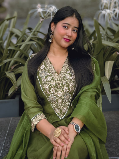 Dhiyona VV Petal Mehndi Kalidaar Festive Anarkali Set Suits