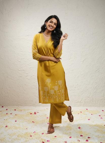 Krystle Amber Printed Kurta Pant Set