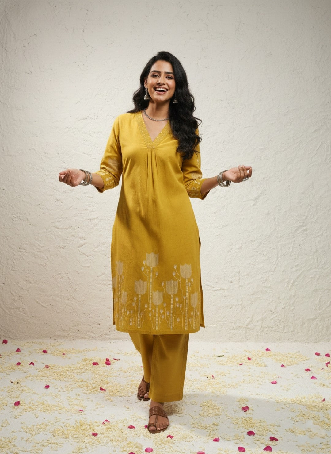 Krystle Amber Printed Kurta Pant Set
