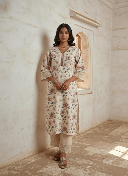 Swades zinia cotton kurta pant set