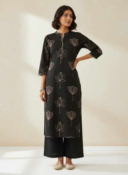 Swades carbon cotton kurta pant set
