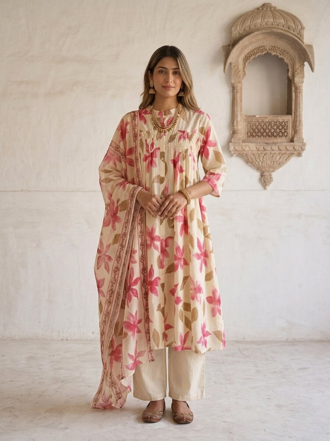 Swades peony cotton suit set