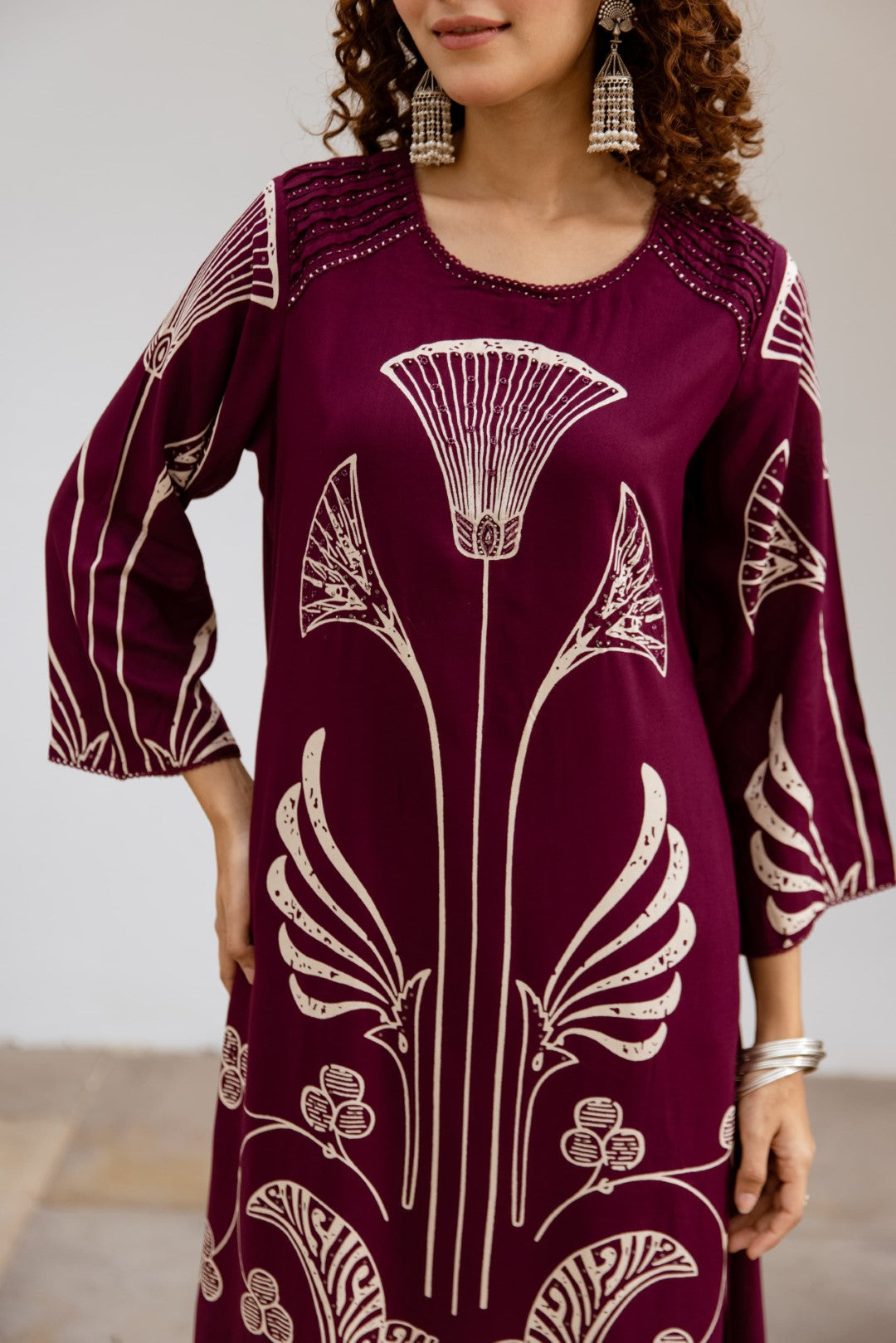 Sonpal Raspberry Printed Kurta pant set