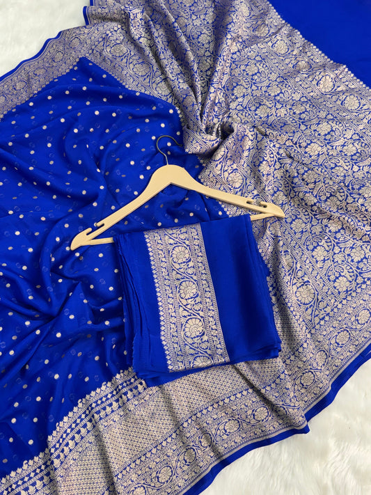 Dhiyona HH Neelvastra Regal Pure Khaddi Chiffon Banarasi Saree