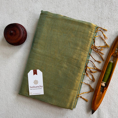 Dhiyona SS Sutisancha Mint green Handloom Tissue Saree With Designer Blouse