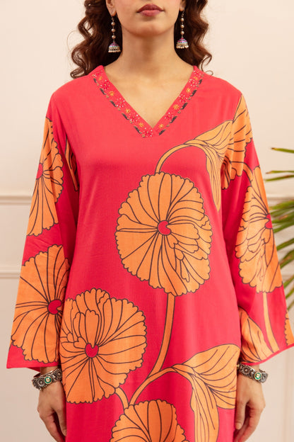 Kabool tomatoes printed kurta pant set