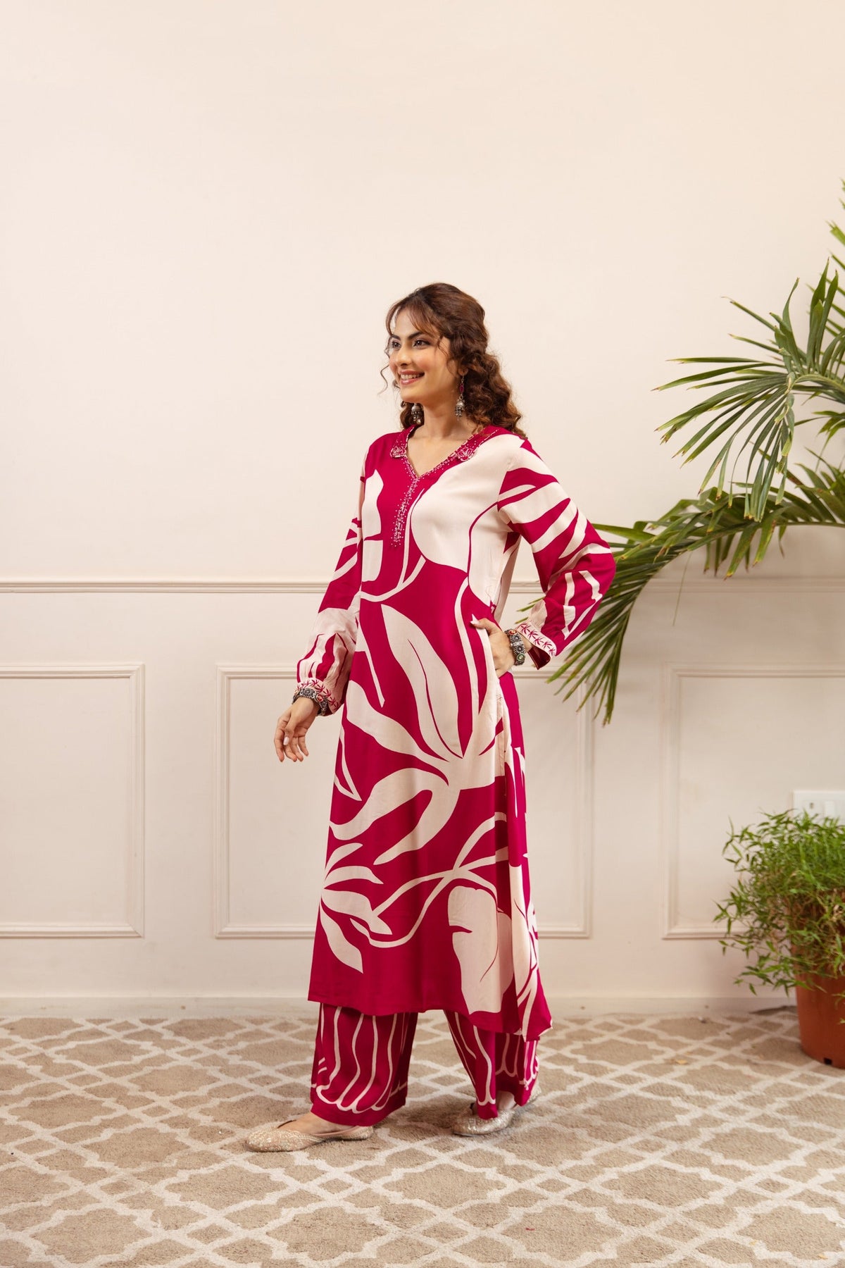 Kabool Cherry Printed Kurta Pant Set