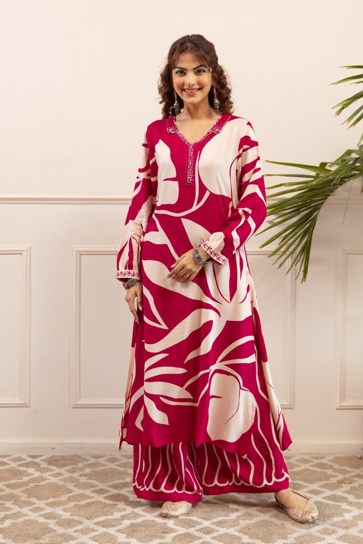 Kabool Cherry Printed Kurta Pant Set