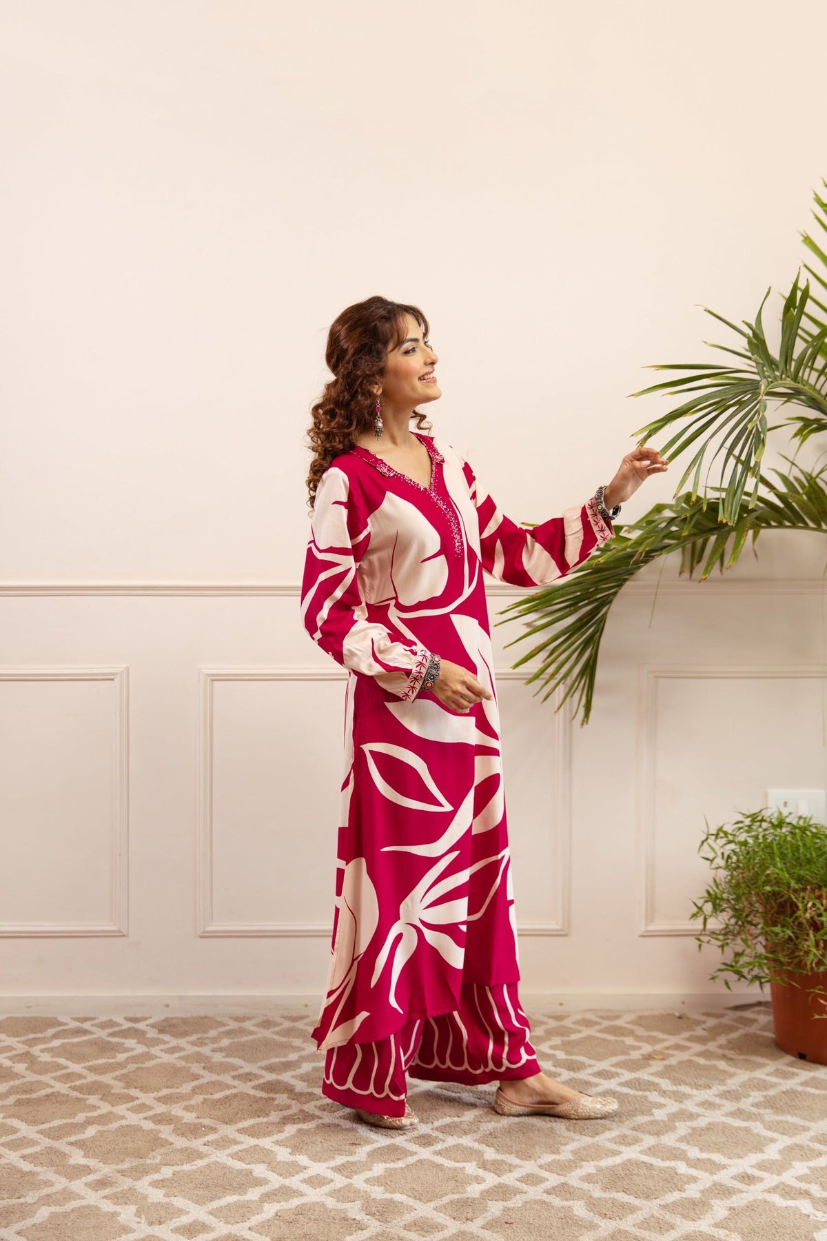 Kabool Cherry Printed Kurta Pant Set
