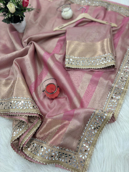 Dhiyona HH Elegant Banarasi Woven Soft Silk Saree with Water Zari Border Pallu and Blouse