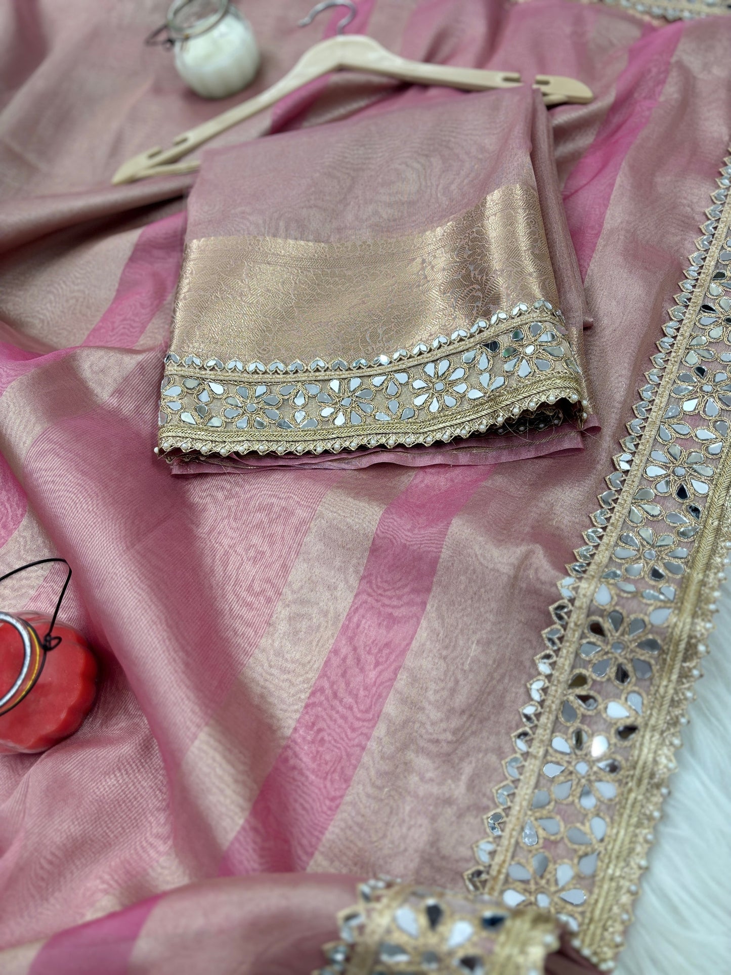 Dhiyona HH Elegant Banarasi Woven Soft Silk Saree with Water Zari Border Pallu and Blouse