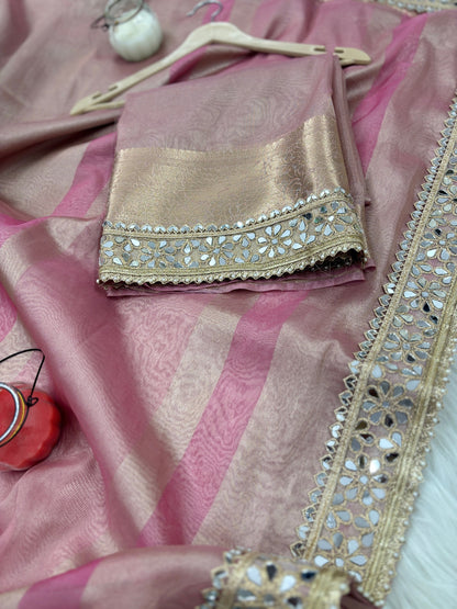 Dhiyona HH Elegant Banarasi Woven Soft Silk Saree with Water Zari Border Pallu and Blouse