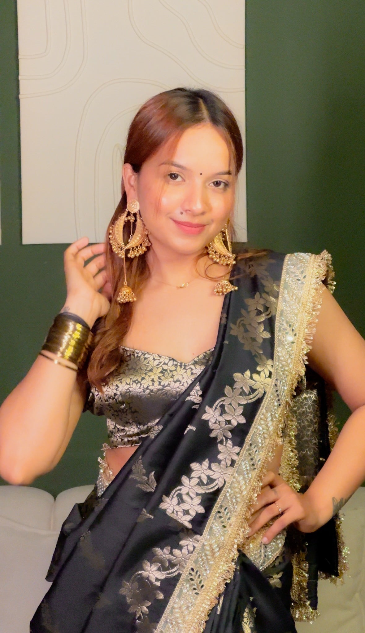 Dhiyona HH Elan Black Banarasi Nazakat Soft-Silk Saree