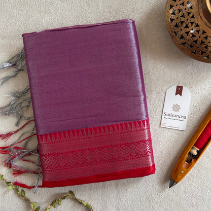 Dhiyona SS Traditional Tissue Saree with Rich Red Border