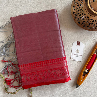 Dhiyona SS Traditional Tissue Saree with Rich Red Border