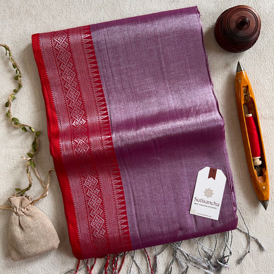 Dhiyona SS Traditional Tissue Saree with Rich Red Border