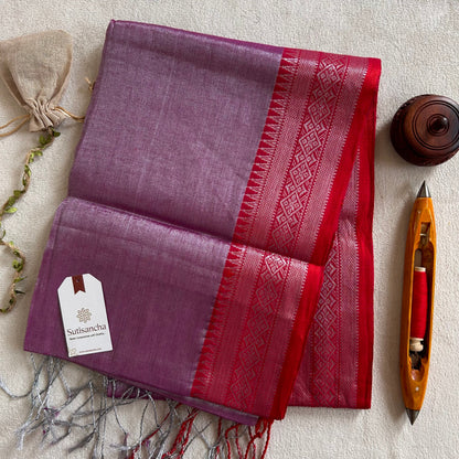 Dhiyona SS Traditional Tissue Saree with Rich Red Border