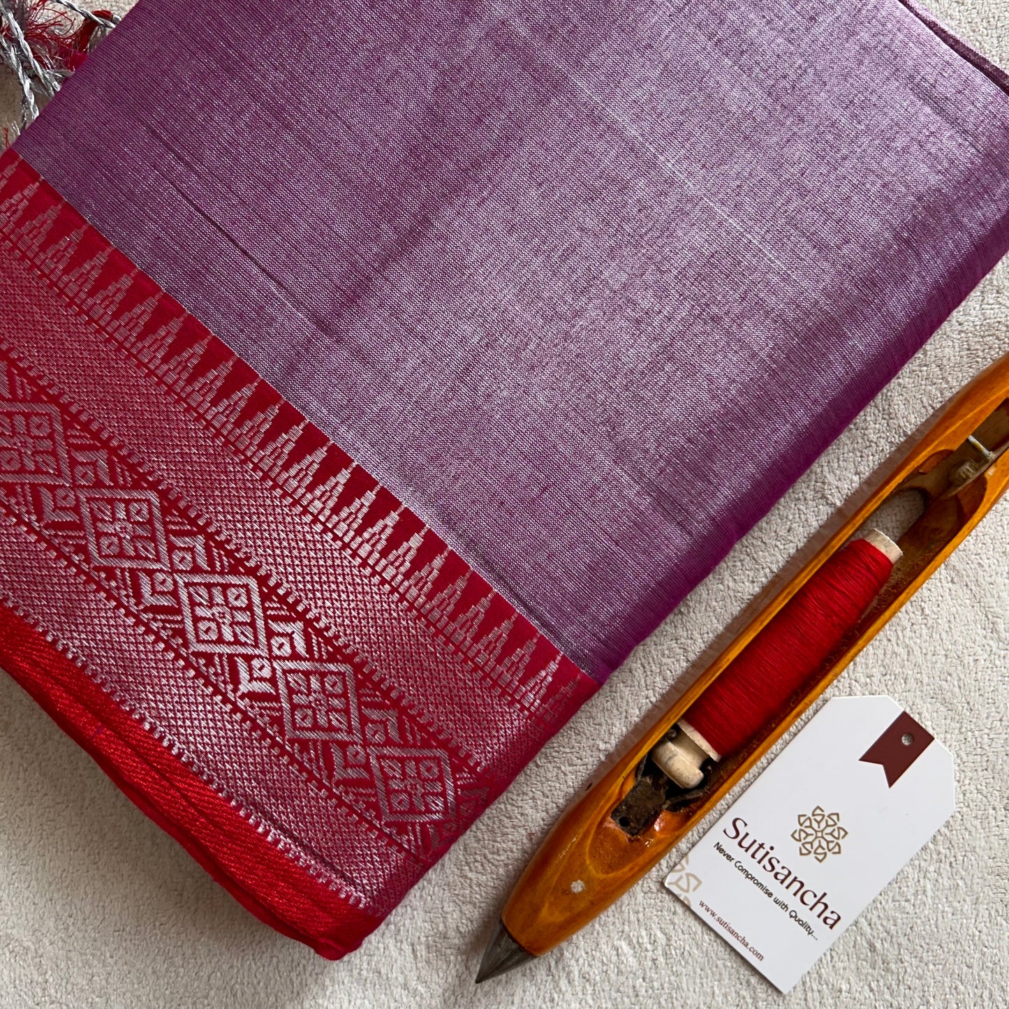Dhiyona SS Traditional Tissue Saree with Rich Red Border