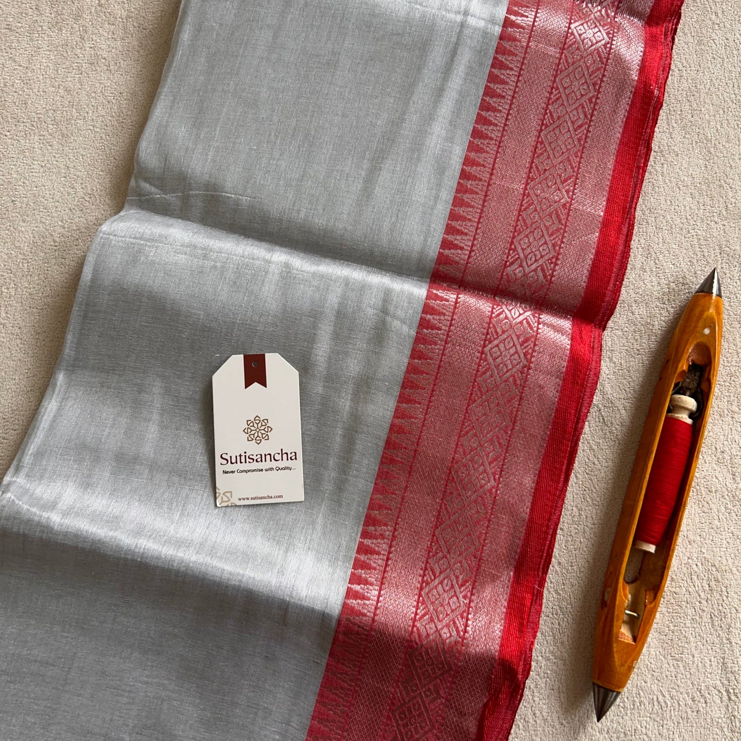 Dhiyona SS Traditional Tissue Saree with Rich Red Border