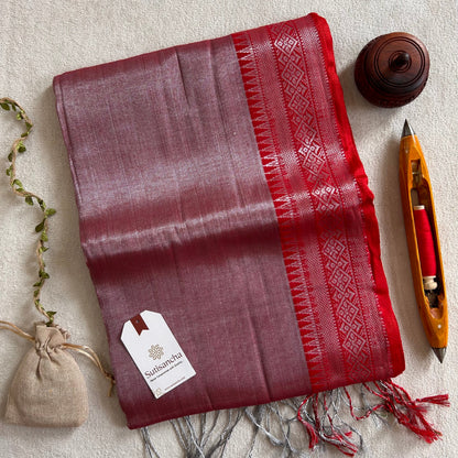Dhiyona SS Traditional Tissue Saree with Rich Red Border