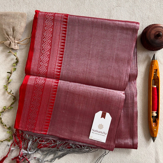 Dhiyona SS Traditional Tissue Saree with Rich Red Border