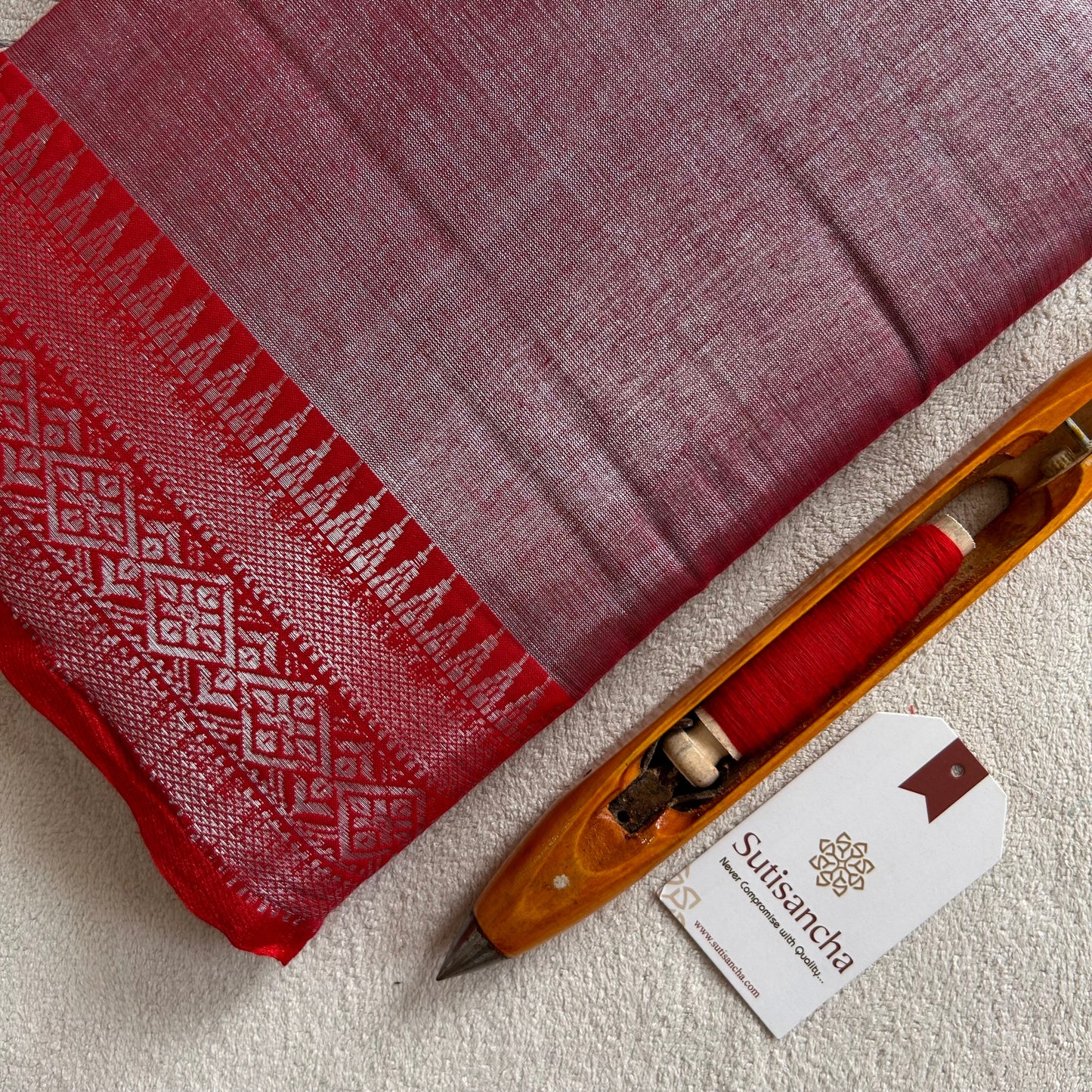 Dhiyona SS Traditional Tissue Saree with Rich Red Border