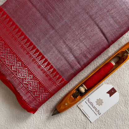 Dhiyona SS Traditional Tissue Saree with Rich Red Border