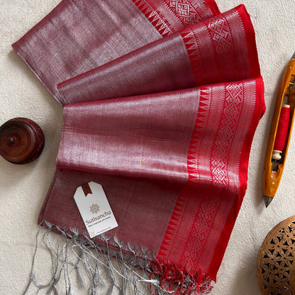 Dhiyona SS Traditional Tissue Saree with Rich Red Border