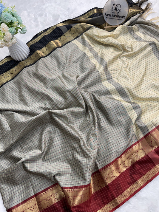 Dhiyona HH Classic Kattam Silk Saree with Zari Border
