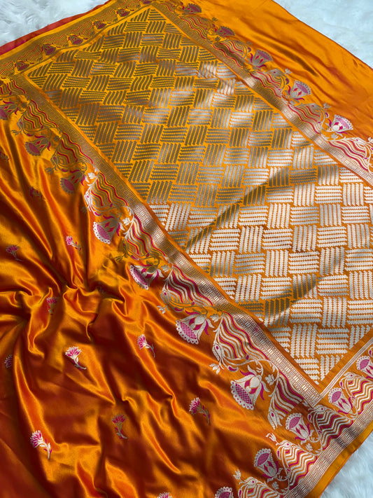 Dhiyona HH Mustard Gold Regal Mashru Banarasi Silk Saree