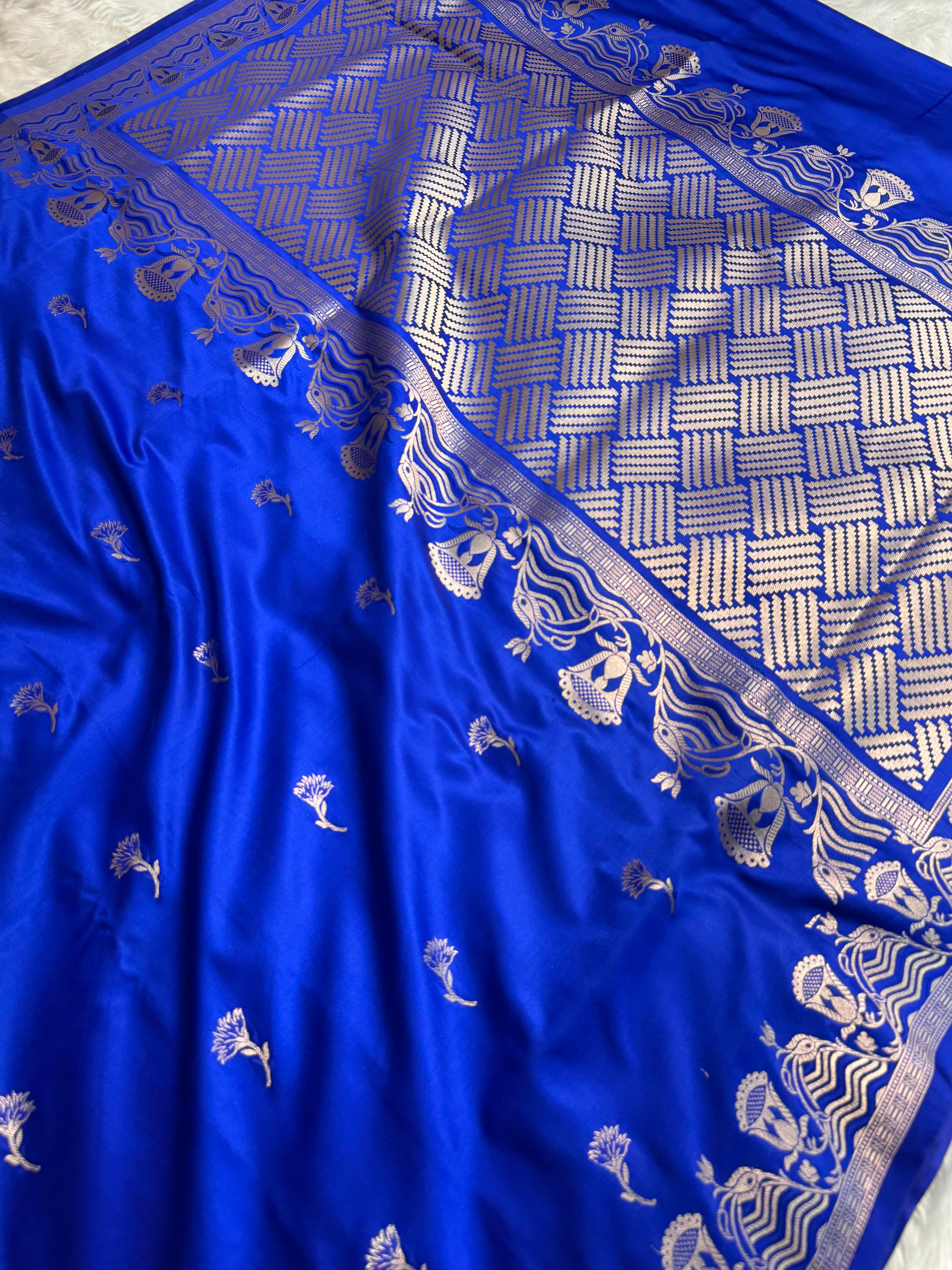 Dhiyona HH Royal Blue Regal Mashru Banarasi Silk Saree