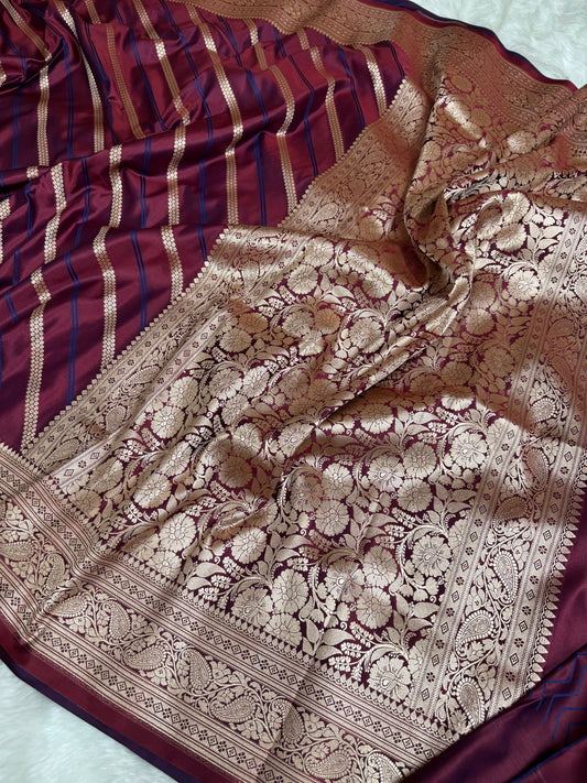 Dhiyona HH Garnet Wine Mashru Dhoop Chaon Banarasi Silk Saree