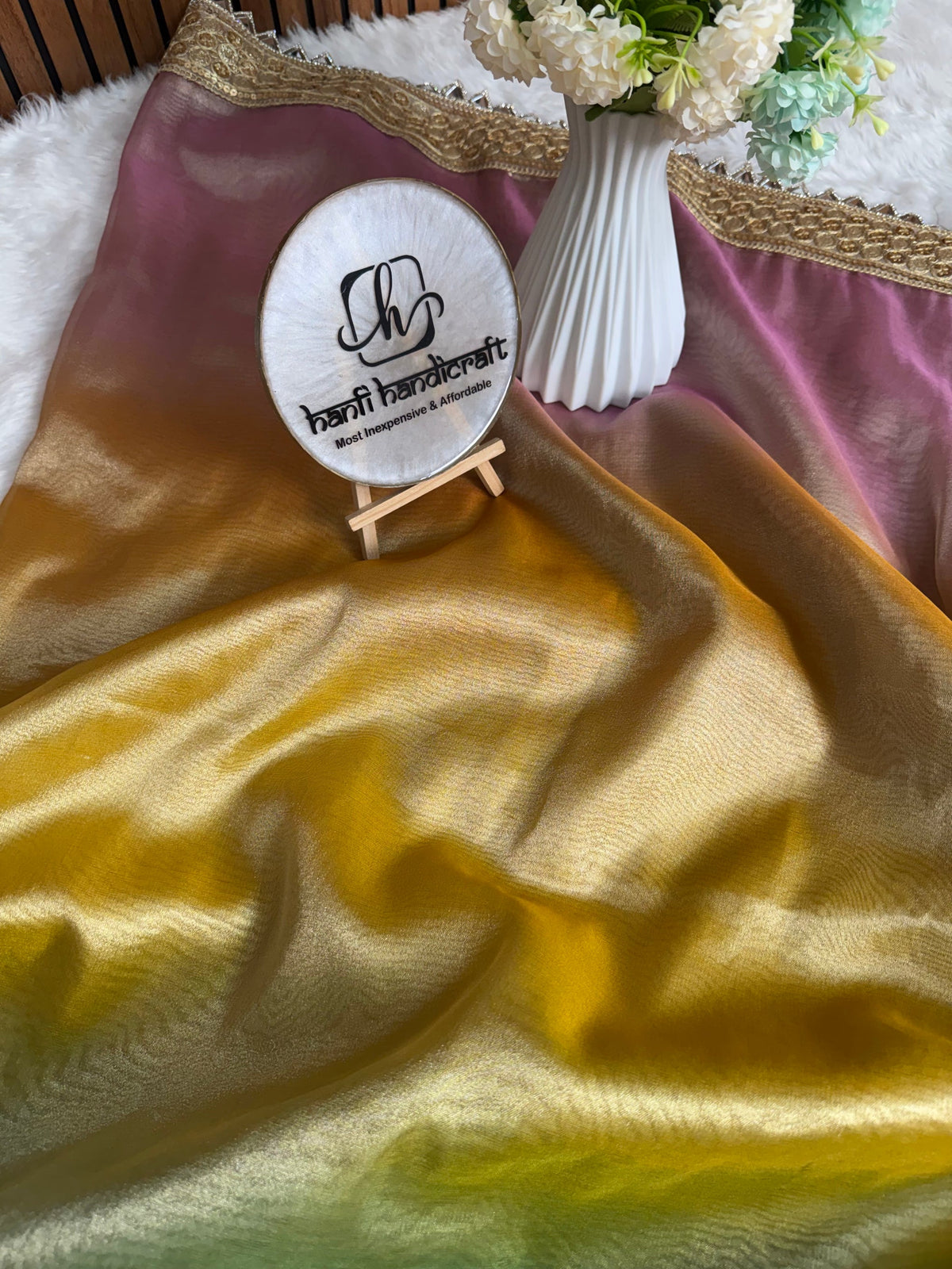 Dhiyona HH Premium 3D Multi Shade Tissue Saree with Soft Mirror Border