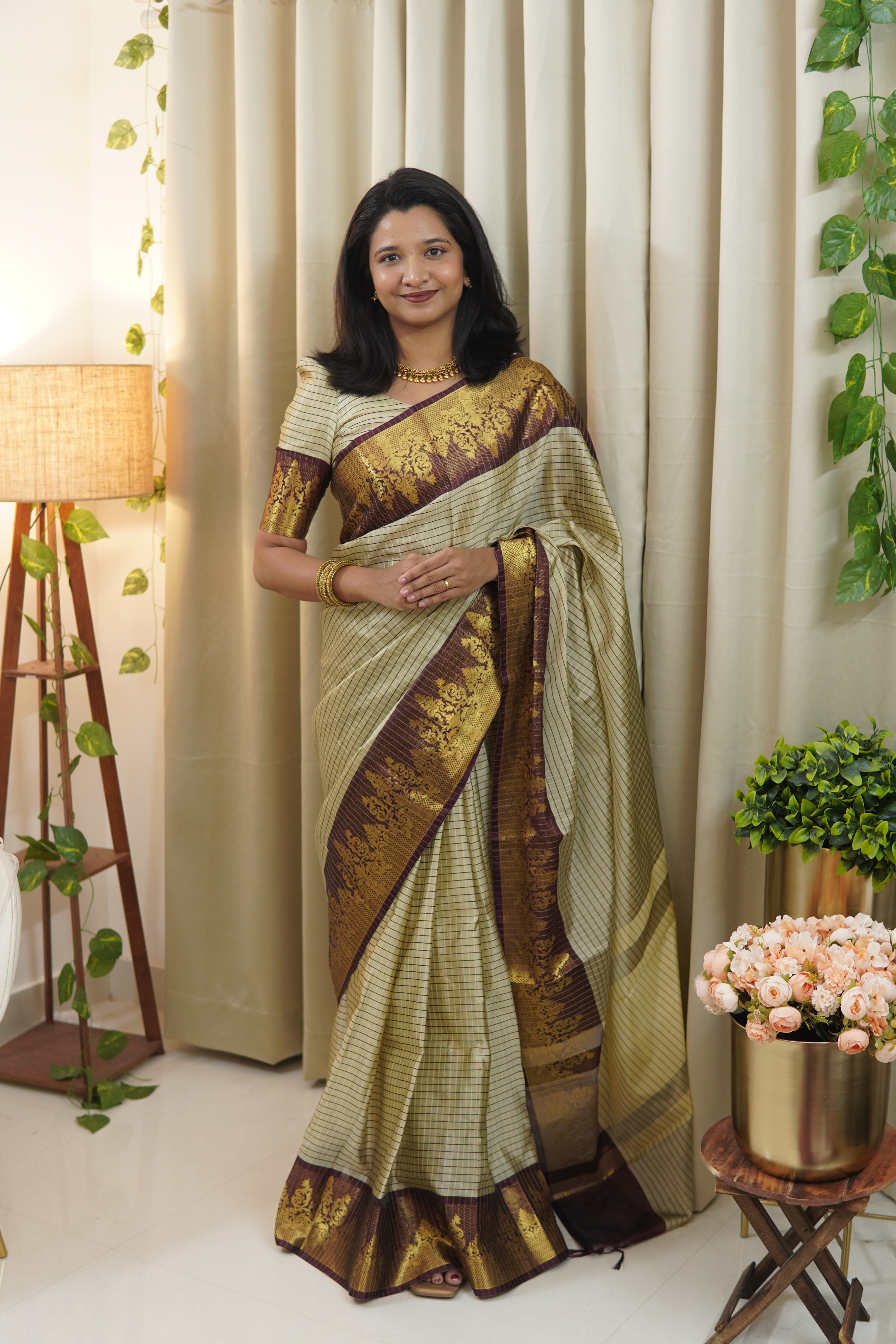 Dhiyona HH Rich Kattam Silk Saree with Zari Temple Contrast Border