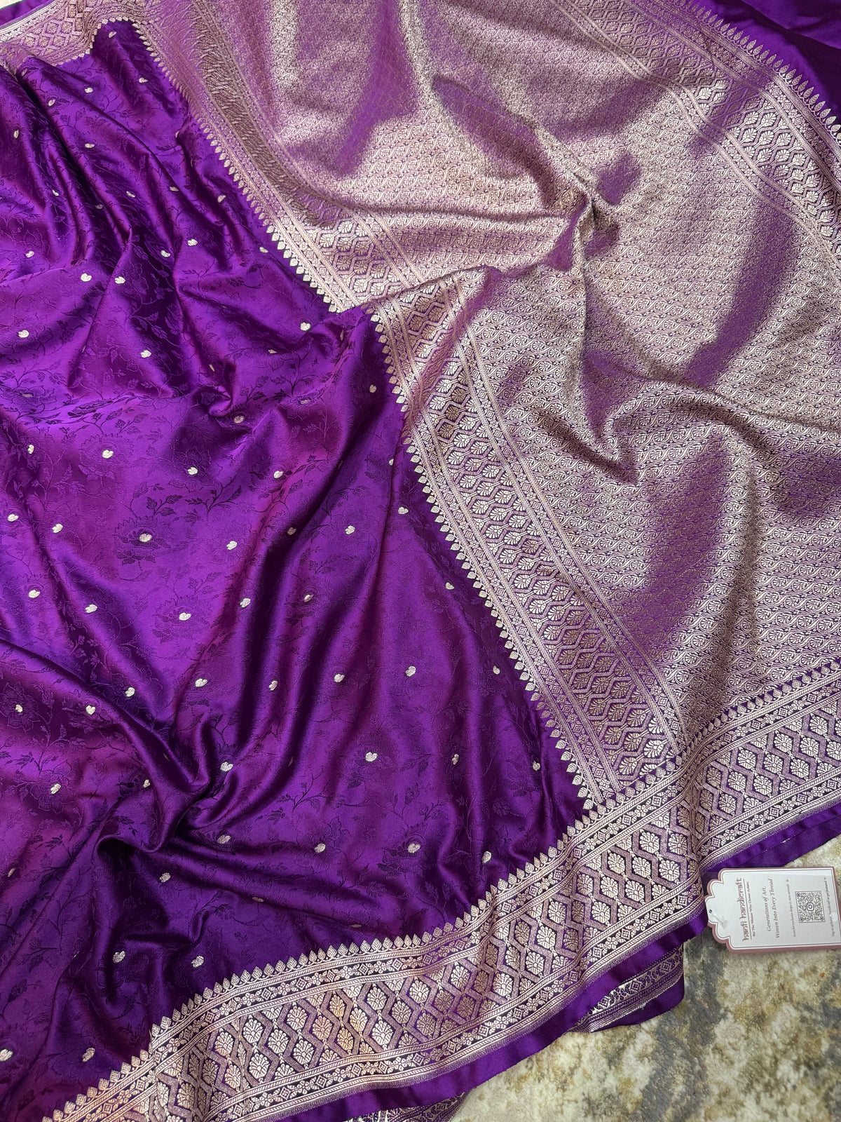 Dhiyona HH Purple Wine Mashru Silk Jamawar Banarasi Saree