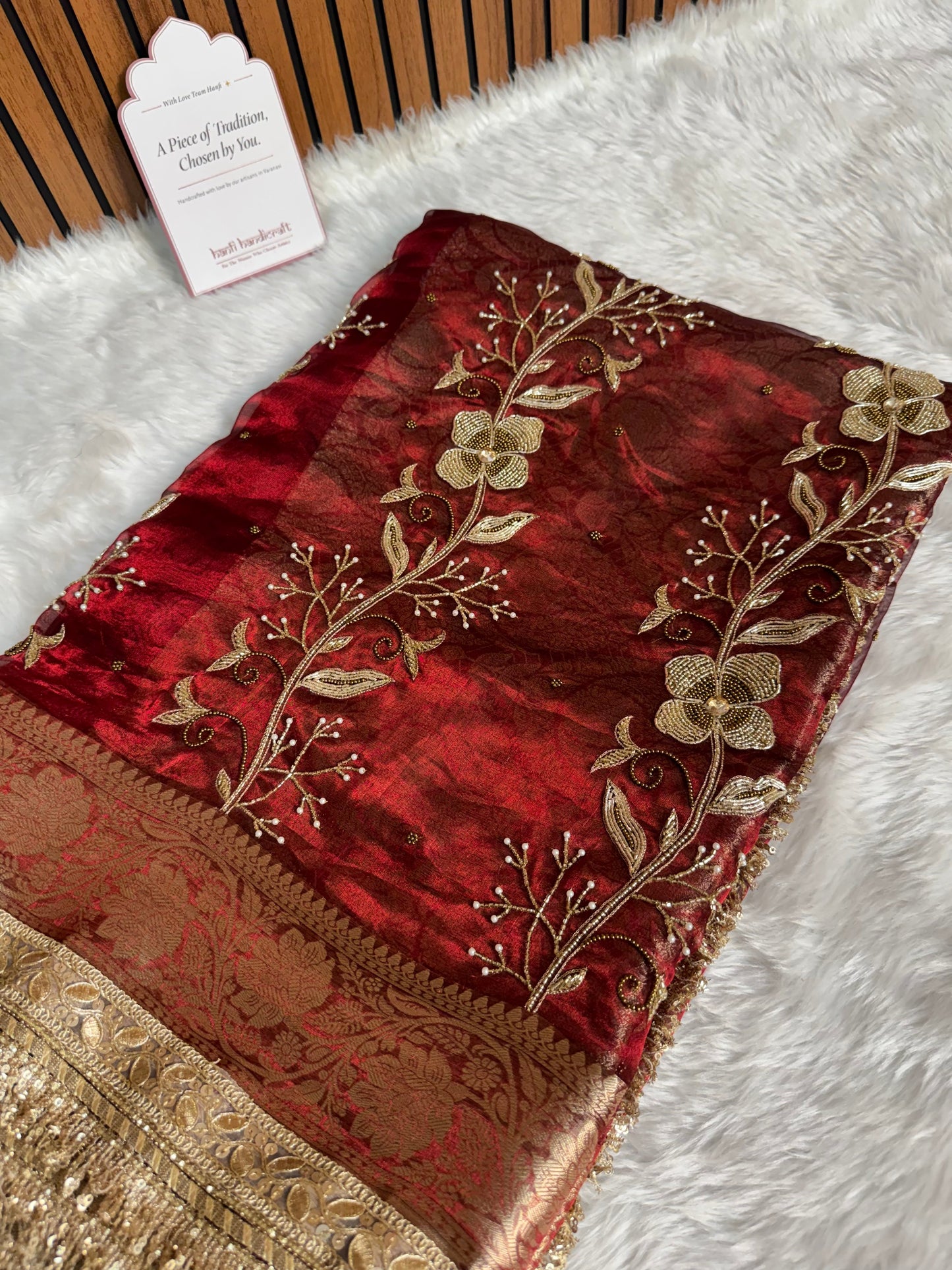 Dhiyona HH Shahi Vine Pure Tissue Zardozi Handwork Saree