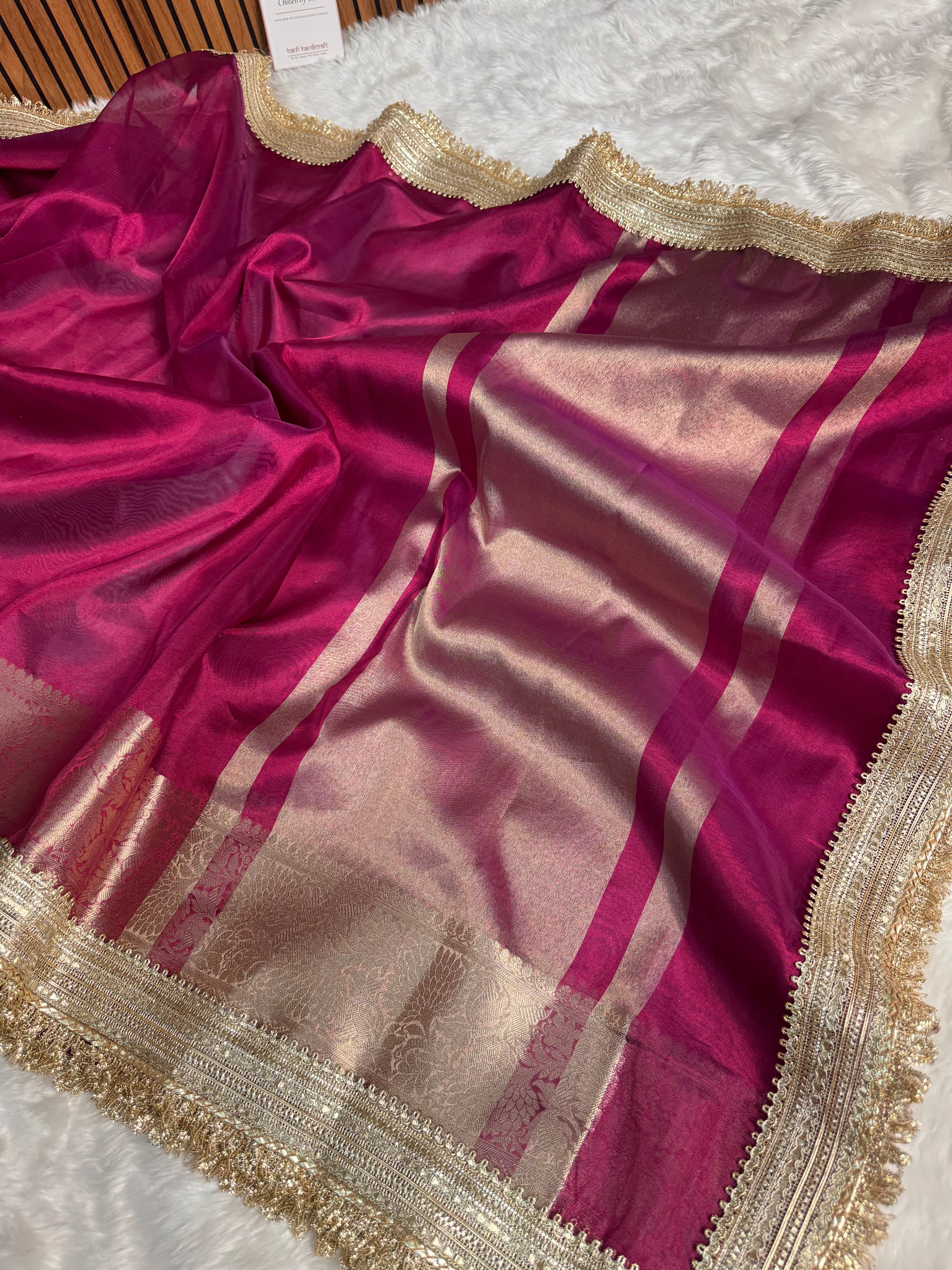 Dhiyona HH Maharani Tissue Silk Saree – Gulabi Pink