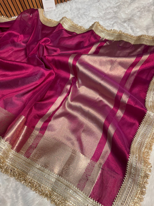 Dhiyona HH Maharani Tissue Silk Saree – Gulabi Pink